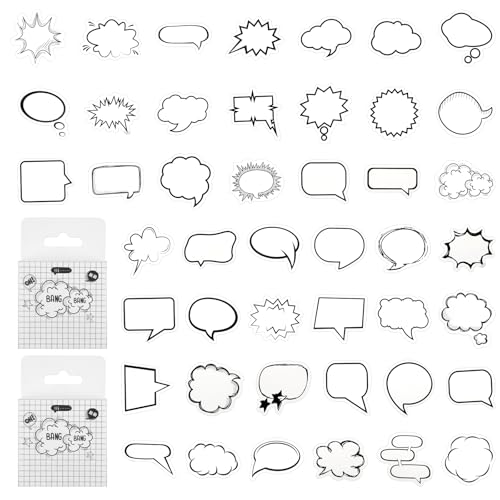 90 Stück Dialogbox Aufkleber Schwarz Weiß, Selbstklebende Aufkleber, Papieraufkleber, Namensschild Aufklebers in Sprechblasen Formen für Tagebuch, Planer, Scrapbooking 90 Stück Dialogbox Aufkleber Schwarz Weiß, Selbstklebende Aufkleber, Papieraufkleber, Namensschild Aufklebers in Sprechblasen Formen für Tagebuch, Planer, Scrapbooking von Neerow