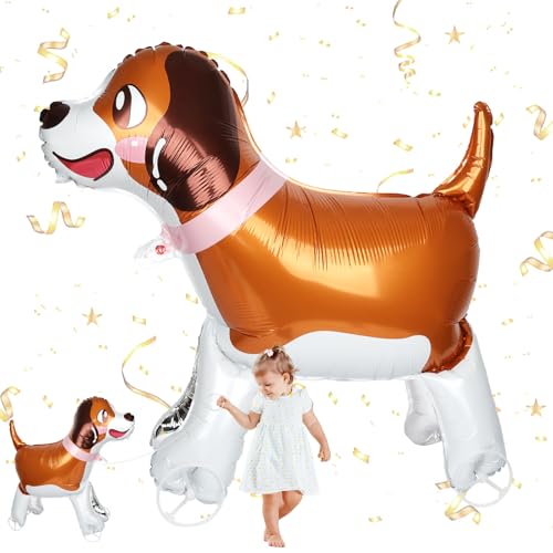 Folienballon Hund mit Rädern, Helium Ballon Stehend, 3D Walking Luftballon Hund, Große Tier Luftballons für Kindergeburtstag, Babyshower, Feierlichkeiten, Party Deko, Geschenk für Kinder (1 Stück) von Neerow