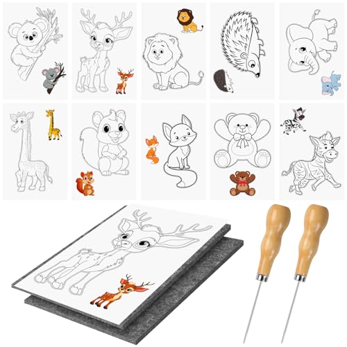 Neerow Prickelnadel Set Kinder ab 3, Prickelset mit 10 Stickbilder, 2 Prickelnadeln & 2 Prickelfilz, Prickeln Basteln für Kreative Bastelprojekte, Verwendung unter Aufsicht der Eltern Neerow Prickelnadel Set Kinder ab 3, Prickelset mit 10 Stickbilder, 2 Prickelnadeln & 2 Prickelfilz, Prickeln Basteln für Kreative Bastelprojekte, Verwendung unter Aufsicht der Eltern von Neerow
