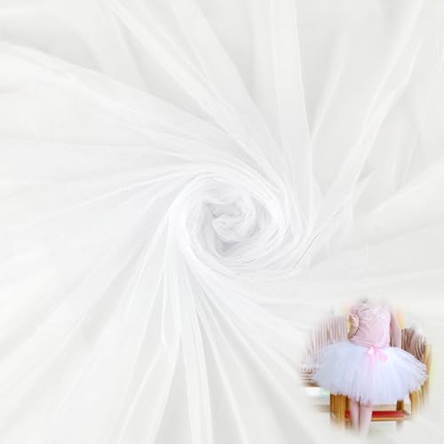 Weißer Tüllstoff, 2 x 1,6 m Netzstoff, Netzstoffe für DIY Nähen Handwerk Kleid Hochzeit Geburtstag Party Dekorationen von Neerow