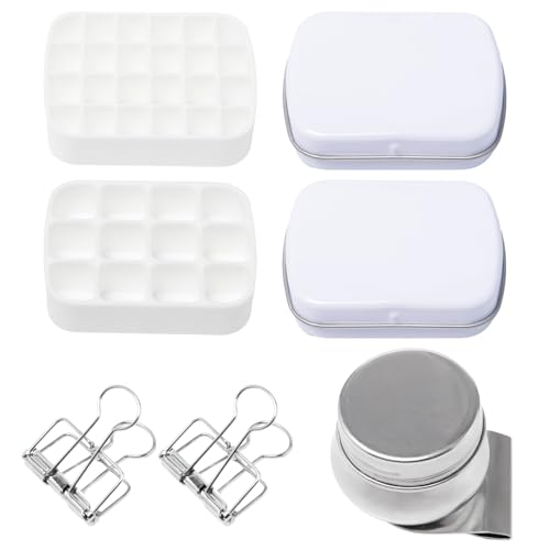 Neikafan 2 Stück Aquarellkasten Leer Wasserfarbkasten mit 12 und 24 Fächern Tragbares Reise Malkasten Leer mit Clip und öltopf für Reisen Beim Skizzieren und Malen von Neikafan
