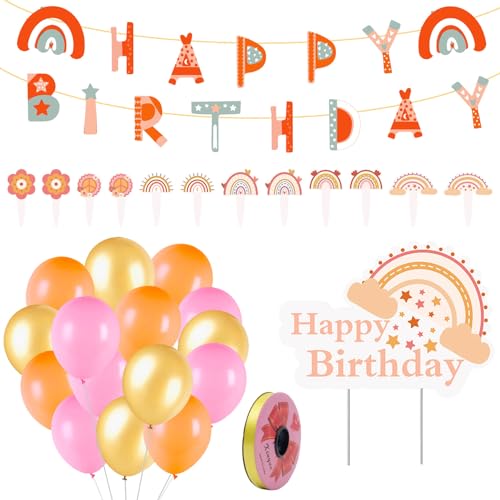 Neikafan 30 Stück Boho Regenbogen Geburtstag Deko, Girlande Mädchen Happy Birthday Deko Set Enthältv Banner, Kuchendeckel, Luftballon, Schleife für Babyparty Geburtstag Dekoration Neikafan 30 Stück Boho Regenbogen Geburtstag Deko, Girlande Mädchen Happy Birthday Deko Set Enthältv Banner, Kuchendeckel, Luftballon, Schleife für Babyparty Geburtstag Dekoration von Neikafan