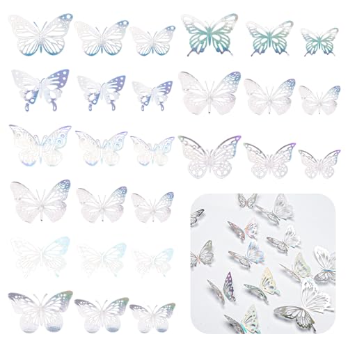 Neikafan 3D Schmetterlinge für die Wand 108 Stück Aufkleber 9 Arten Schmetterlinge Wanddeko 3D Schmetterling zum Kleben Wandtattoo für Wohnzimmer Babyzimmer Hochzeit Badezimmer Party von Neikafan