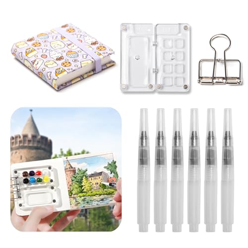 Neikafan Tragbares Skizzenbuch Palette Set 8 Grids Mini Reise Malpalette Malkasten mit Clip Wassermalkasten Leere für Aquarell,Gouache,Acrylmalerei, mit Skizzenbuch,Aquarellpinsel Stifte Neikafan Tragbares Skizzenbuch Palette Set 8 Grids Mini Reise Malpalette Malkasten mit Clip Wassermalkasten Leere für Aquarell,Gouache,Acrylmalerei, mit Skizzenbuch,Aquarellpinsel Stifte von Neikafan