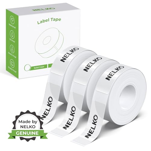 NELKO Original P21 Etikettenband-Ersatz, adaptiertes Etikettendruckpapier, 14 x 40 mm, Standard-laminiertes Büro-Etikettierband, Mehrzweck, P21, 180 Etiketten/Rolle, 3 Rollen, transparent von Nelko