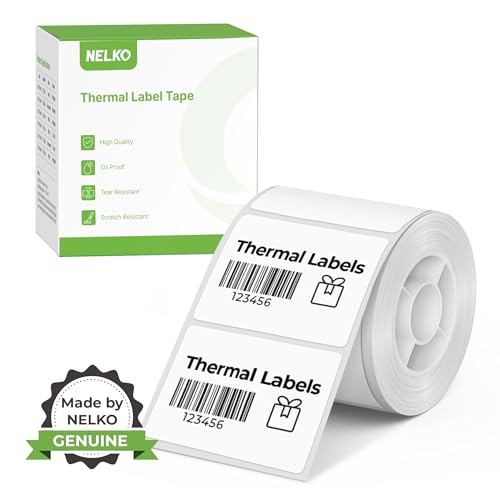 NELKO PM220 Etikettenhersteller-Band, angepasstes Etikettendruckpapier, 40x30 mm, Standard-laminiertes Büro-Etikettierband-Ersatz, Thermo-Etikettenband für Zuhause, Büro, 230 Etiketten/Rolle（weiß） von Nelko