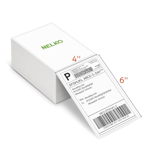 Thermodirekt-Versandetiketten (500 Stück, 10,2 x 15,2 cm), Nelko Thermo-Etiketten für Thermodrucker, kommerzielle Qualität von Nelko