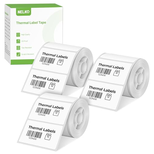 Thermo-Etiketten für Nelko PM220 Etikettendrucker, 50 x 30 mm, Thermo-Aufkleber-Etikett, wasserdicht, Mehrzweck-Etikettenband, 3 Rolle mit 230 selbstklebenden Thermopapier (weiß) von Nelko