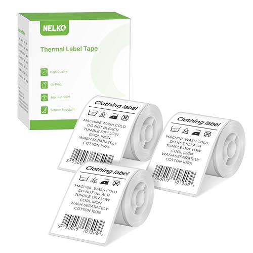 Thermo-Etiketten für Nelko PM220 Etikettendrucker, 50 x 80 mm, Thermo-Aufkleber-Etikett, wasserdicht, Mehrzweck-Etikettenband, 3 Rolle mit 100 selbstklebenden Thermopapier (weiß) von Nelko