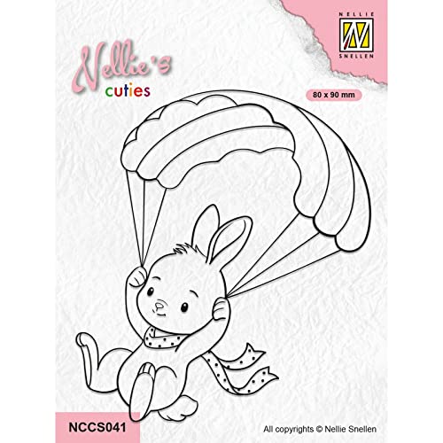 Nellie Choice Nellie's Cuties Clear Stamp Kaninchen mit Fallschirm NCCS041 (03-23) von Nellie Choice