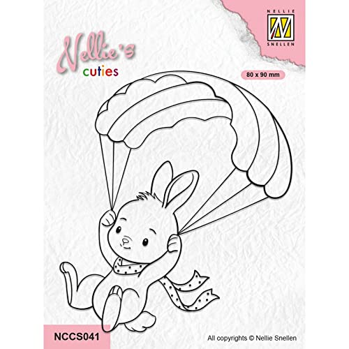 Nellie Choice Nellie's Cuties Clear Stamp Kaninchen mit Fallschirm NCCS041 (03-23) von Nellie's Choice