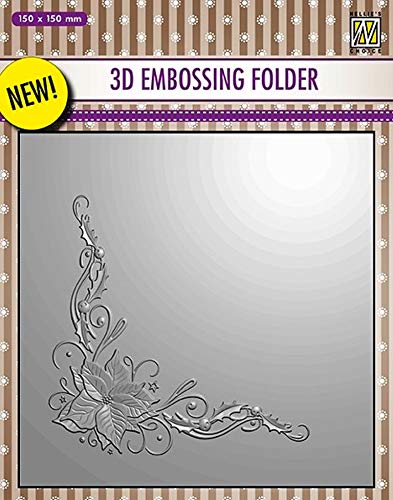 Nellie's Choice Embossingschablone - 3D Embossing Folders Poinsetta Corner 150x150mm von Nellie's Choice