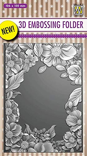 Nellie's Choice Prägeschablone - 3D Embossing Folder Flower Frame 106x150mm von Nellie's Choice