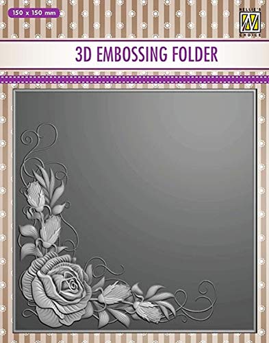 Nellie's Choice Prägeschablone - 3D Embossing Folder Rose Corner 150x150mm von Nellie's Choice