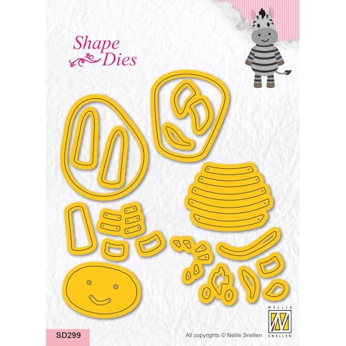 Nellie's Choice SD299 Stanzschablone-Zebra-Cutting Die-11,6 x 7,2 cm-34 Stück-Stanzform-Karten Basteln-Bastel Scrapbooking, Weihnachten und DIY-Scrapbook Zubehör, Gelb, 116 x 72mm von Nellie's Choice