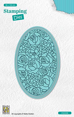 Nellie's Choice STAD008 Stanzschablone mit Prägen-Rosen Cutting Die-8,6 x 13,6 cm-1 Stück-Stanzform-Karten Basteln-Bastel Scrapbooking, Weihnachten und DIY-Scrapbook Zubehör, Blau, 86x136mm von Nellie's Choice