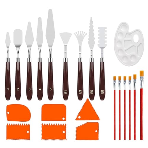 Nelsonerty 22-Teiliges Palettenmesser-Set, Palettenmesser, Malwerkzeuge mit Pinsel, Farbpalette für Kunsthandwerksmalerei Nelsonerty 22-Teiliges Palettenmesser-Set, Palettenmesser, Malwerkzeuge mit Pinsel, Farbpalette für Kunsthandwerksmalerei von Nelsonerty
