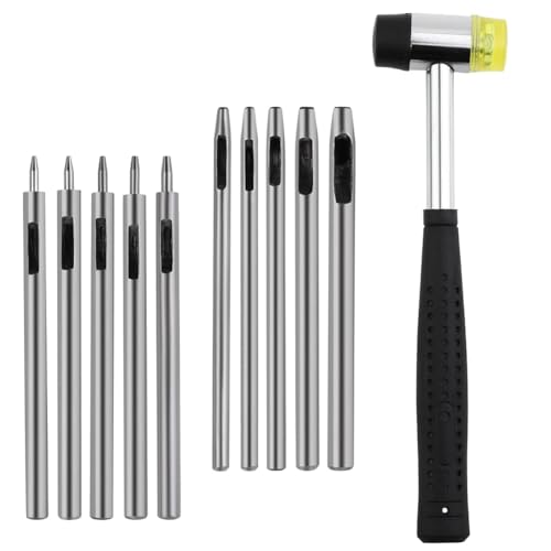 Nemeae 10-Teiliges Locher-Werkzeugset für Leder, 0,5-3,5 Mm, Runde Locher-Arbeitswerkzeuge für Ledergürtel, Segeltuch, Uhrenarmbänder von Nemeae