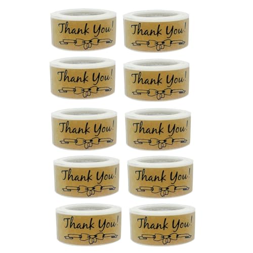 Nemeae 1200-Teiliges Dankesaufkleber-Set, Dankesaufkleber-Etikettenrolle „Dankeschön“ für Umschlag, Einzelhandelsgeschäft, 75 X 25 Mm, Kraftpapier von Nemeae