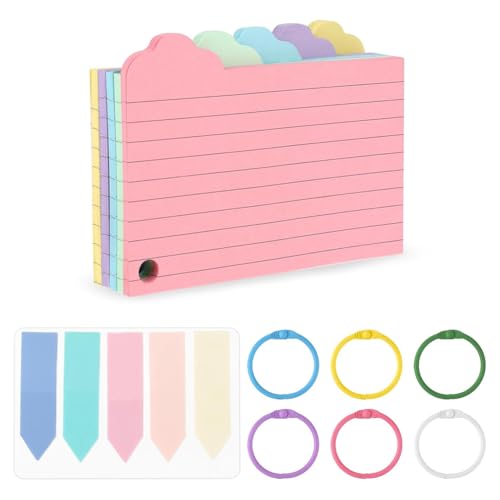 Nemeae 125 farbige Indexkarten, liniert, 3 x 5 Zoll, Flash-Karten zum Studieren, mit Ringen und farbigen Etiketten Nemeae 125 farbige Indexkarten, liniert, 3 x 5 Zoll, Flash-Karten zum Studieren, mit Ringen und farbigen Etiketten von Nemeae