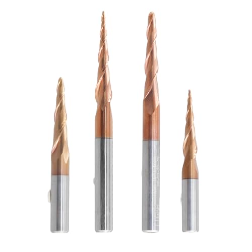 Nemeae 4 Stück Kegelsenker aus Hartmetall, Schaft 6 mm, Fräsbohrer für die Holzbearbeitung, CNC-Skulpturbohrer, Holzfräser Nemeae 4 Stück Kegelsenker aus Hartmetall, Schaft 6 mm, Fräsbohrer für die Holzbearbeitung, CNC-Skulpturbohrer, Holzfräser von Nemeae