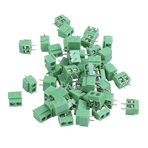 Nemeae 50 Stück, 2-polig, 5 mm, Klemme, PCB, Schraubklemme, Anschluss, 300 V, 10 A (grün) von Nemeae