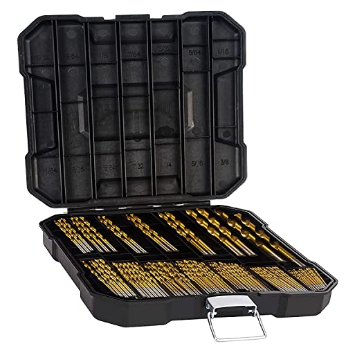 Nemeae Bohrer aus Titan für Stahl, Holz, Kunststoff, Kupfer, Aluminium mit Aufbewahrungsbox, 1/16 Zoll - 3/8 Zoll, 99-teilig von Nemeae
