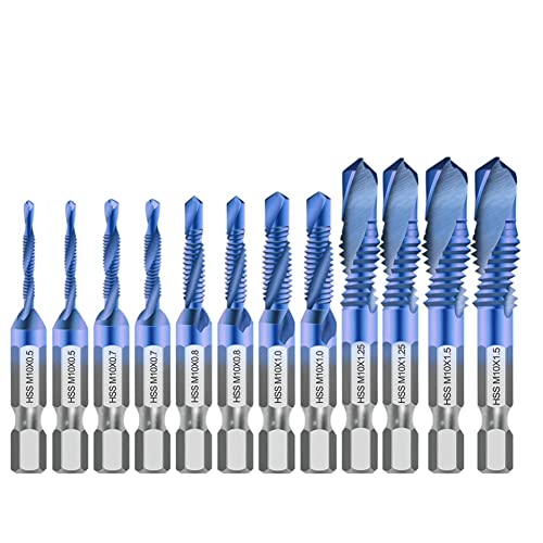 Nemeae Sechskantschaftgewinde Metrische Gewindebohrer Schraubenmaschine HSS Verbundbohrer Handwerkzeuge für Metall Stahl Kunststoff,12 Nemeae Sechskantschaftgewinde Metrische Gewindebohrer Schraubenmaschine HSS Verbundbohrer Handwerkzeuge für Metall Stahl Kunststoff,12 von Nemeae