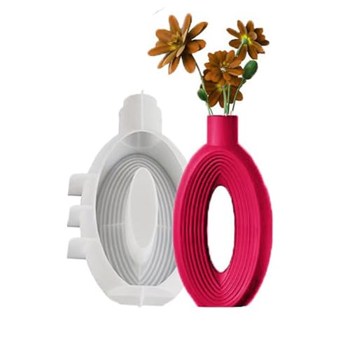 Silikon Vasenform Harz Gießformen Ringförmige Vasen Nordischer Stil für Frühling Wohnkultur Küchenregal Büro Wohnzimmer Schlafzimmer (Oval Stripe) von Nengwin