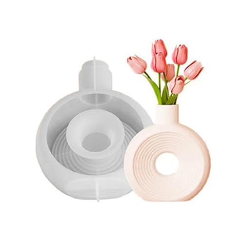 Silikon Vasenform Harz Gießformen Ringförmige Vasen Nordischer Stil für Frühling Wohnkultur Küchenregal Büro Wohnzimmer Schlafzimmer (Ringstreifen) von Nengwin