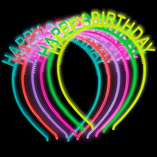 Nenjindz Happy Birthday Stirnbänder Krone, leuchtende Geburtstagskrone Tiara für Mädchen Party Hüte Cosplay Prinzessin Stirnbänder Party Haarbänder (6 Stück) von Nenjindz