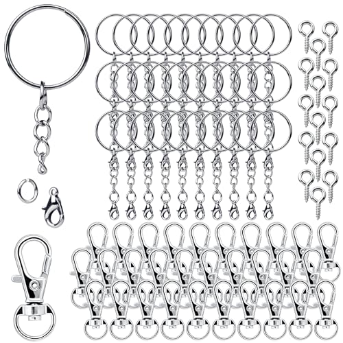 150 Stk Schlüsselringe mit Kette Schlüsselanhänger Basteln Schlüsselanhänger Selber Machen Schlüsselanhänger Ringe Set Key Chains Schlüsselanhänger Zubehör für Schlüssel DIY Schmuckherstellung(Silber) von Nenull