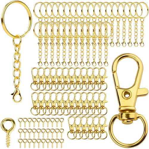 150 Stk Schlüsselringe mit Kette Schlüsselanhänger Basteln Schlüsselanhänger Selber Machen Schlüsselanhänger Ringe Set Key Chains Schlüsselanhänger Zubehör für Schlüssel DIY Schmuckherstellung Gold von Nenull