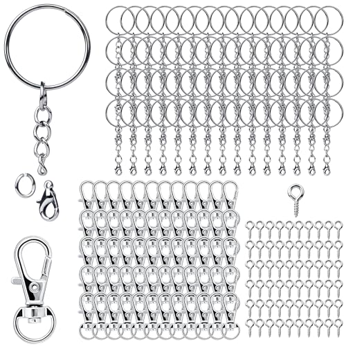Schlüsselringe mit Kette 300 Stk Schlüsselanhänger Basteln Schlüsselanhänger Selber Machen Schlüsselanhänger Ringe Set Key Chains Schlüsselanhänger Zubehör für Schlüssel DIY Schmuckherstellung Silber von Nenull