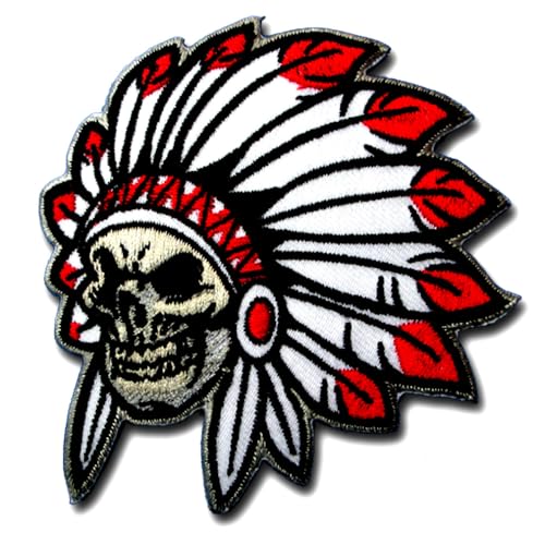 NeoRich Aufnäher mit Totenkopf-Motiv, bestickt, zum Aufnähen oder Aufbügeln auf Pirat, Turban, Skelett, Knochen, Zombie, Geist, Sensenmann, Roger, Jolly Azteken, Biker, Reiter NeoRich Aufnäher mit Totenkopf-Motiv, bestickt, zum Aufnähen oder Aufbügeln auf Pirat, Turban, Skelett, Knochen, Zombie, Geist, Sensenmann, Roger, Jolly Azteken, Biker, Reiter von NeoRich