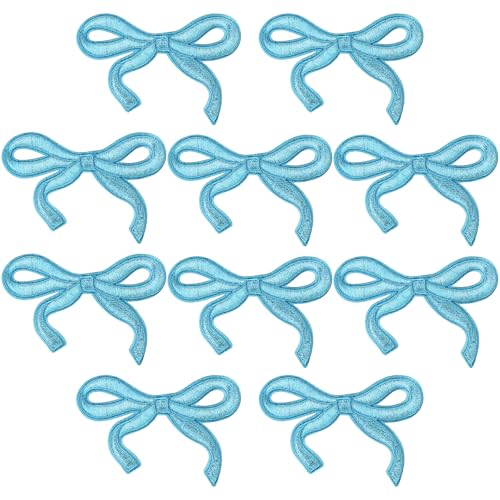 7,6 x 5,1 cm Schleifen-Aufnäher zum Aufbügeln für Kleidung, niedlich, kokett, Schleife, Stickerei, Stickerei, Stickerei, Applikation, DIY, Nähen, Jeans, Hemd, Hut, Jacke, Rucksack (blau, 10 Stück) 7,6 x 5,1 cm Schleifen-Aufnäher zum Aufbügeln für Kleidung, niedlich, kokett, Schleife, Stickerei, Stickerei, Stickerei, Applikation, DIY, Nähen, Jeans, Hemd, Hut, Jacke, Rucksack (blau, 10 Stück) von Neptniopllab