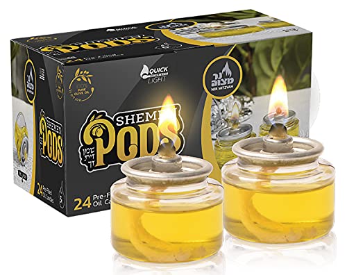 Ner Mitzvah Shabbat-Kerzen extra natives Olivenöl – 5-Stunden-Olivenöl-Kerzen – 24 Stück vorgefüllte Shabbo-Kerzen mit Schnelllicht-Technik von Ner Mitzvah