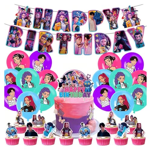 Geburtstags Deko Huntrix Kuchen Topper Cupcake Toppers Banner Party Dekorationen Festliche Atmosphäre Zubehör für Kinder Fan (K-D-H02) von NerYuo