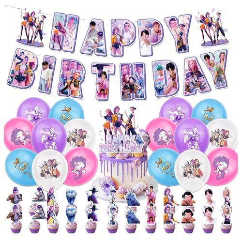 Geburtstags Deko Huntrix Kuchen Topper Cupcake Toppers Banner Party Dekorationen Festliche Atmosphäre Zubehör für Kinder Fan (K-D-H03) von NerYuo