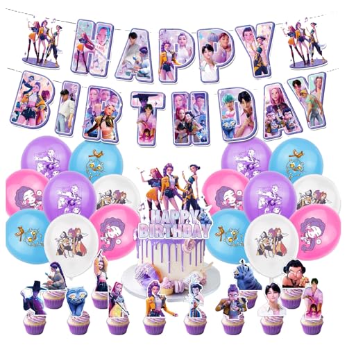 Geburtstags Deko Huntrix Kuchen Topper Cupcake Toppers Banner Party Dekorationen Festliche Atmosphäre Zubehör für Kinder Fan (K-D-H04) von NerYuo