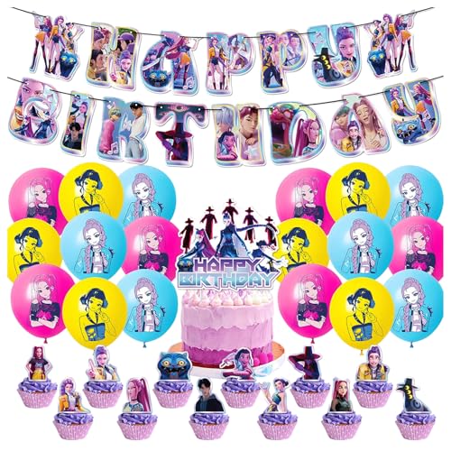 Geburtstags Deko Huntrix Kuchen Topper Cupcake Toppers Banner Party Dekorationen Festliche Atmosphäre Zubehör für Kinder Fan (K-D-H05) von NerYuo