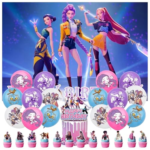 Geburtstags Deko Huntrix Kuchen Topper Cupcake Toppers Banner Party Dekorationen Festliche Atmosphäre Zubehör für Kinder Fan (K-D-H06) von NerYuo