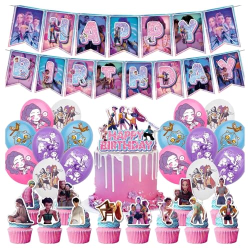 Geburtstags Deko Huntrix Kuchen Topper Cupcake Toppers Banner Party Dekorationen Festliche Atmosphäre Zubehör für Kinder Fan (K-D-H07) von NerYuo