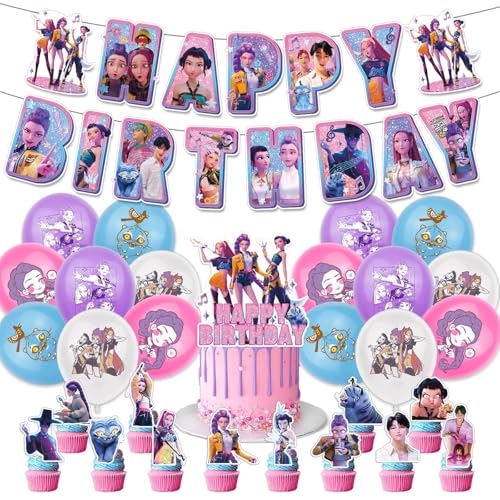 Geburtstags Deko Huntrix Kuchen Topper Cupcake Toppers Banner Party Dekorationen Festliche Atmosphäre Zubehör für Kinder Fan (K-D-H08) von NerYuo
