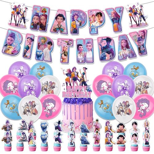Geburtstags Deko Huntrix Kuchen Topper Cupcake Toppers Banner Party Dekorationen Festliche Atmosphäre Zubehör für Kinder Fan (K-D-H09) von NerYuo