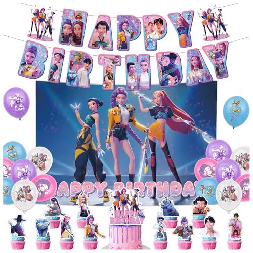 Geburtstags Deko Huntrix Kuchen Topper Cupcake Toppers Banner Party Dekorationen Festliche Atmosphäre Zubehör für Kinder Fan (K-D-H11) von NerYuo
