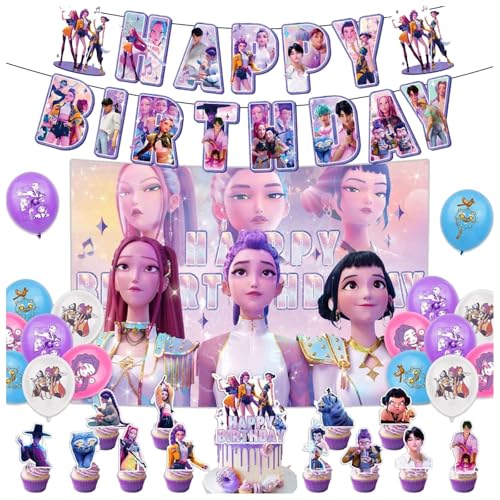 Geburtstags Deko Huntrix Kuchen Topper Cupcake Toppers Banner Party Dekorationen Festliche Atmosphäre Zubehör für Kinder Fan (K-D-H12) von NerYuo