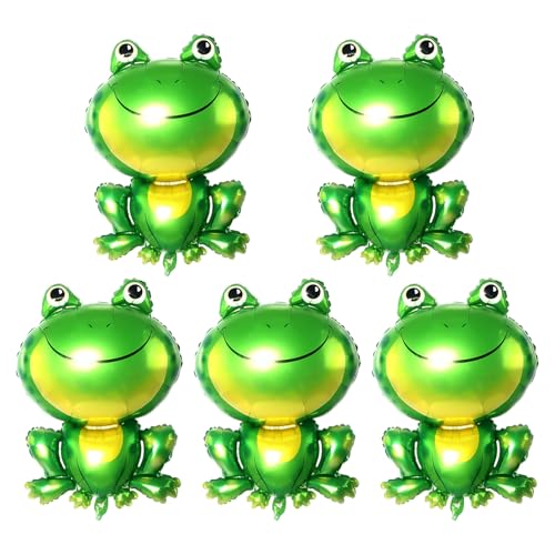 Nereds 5 Stück Frosch Folienballons Frosch Geburtstag Dekoration Ballon Aufblasbare Dschungel Tier Spielzeug für Tier Thema Baby Shower Geburtstag Party Dekoration von Nereds