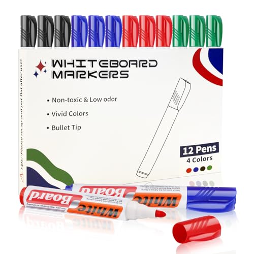 Nesayerk Whiteboard Marker Set, 12er Whiteboard Stifte Abwischbar mit 2-3mm Rundspitze, 4 Farben Whiteboard Marker Schwarz/Blau/Rot/Grün für Büro, Zuhause, Schule Nesayerk Whiteboard Marker Set, 12er Whiteboard Stifte Abwischbar mit 2-3mm Rundspitze, 4 Farben Whiteboard Marker Schwarz/Blau/Rot/Grün für Büro, Zuhause, Schule von Nesayerk