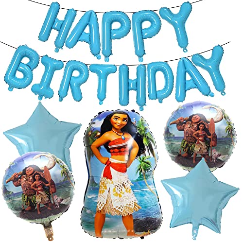 23-teiliges Moana-Happy Birthday-Aluminiumfolien-Ballon-Set, Moana-Luftballons, Partyzubehör, 18" Moana-Themenparty-Luftballons für Kinder von Nesloonp